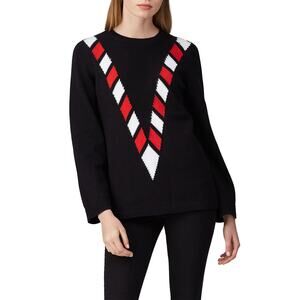 VICTOR GLEMAUD Black Red White Candy Detail Cotton Cashmere V Front Sweater S